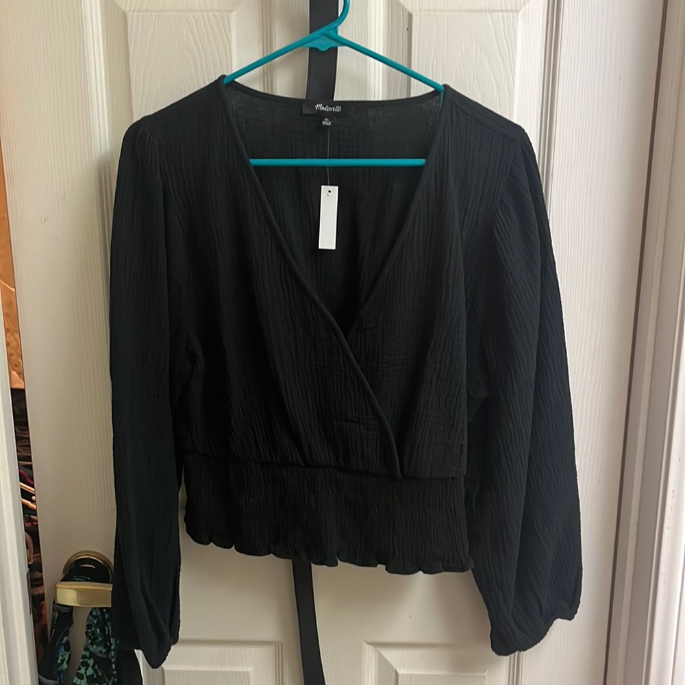 Madewell faux cropped wrap top